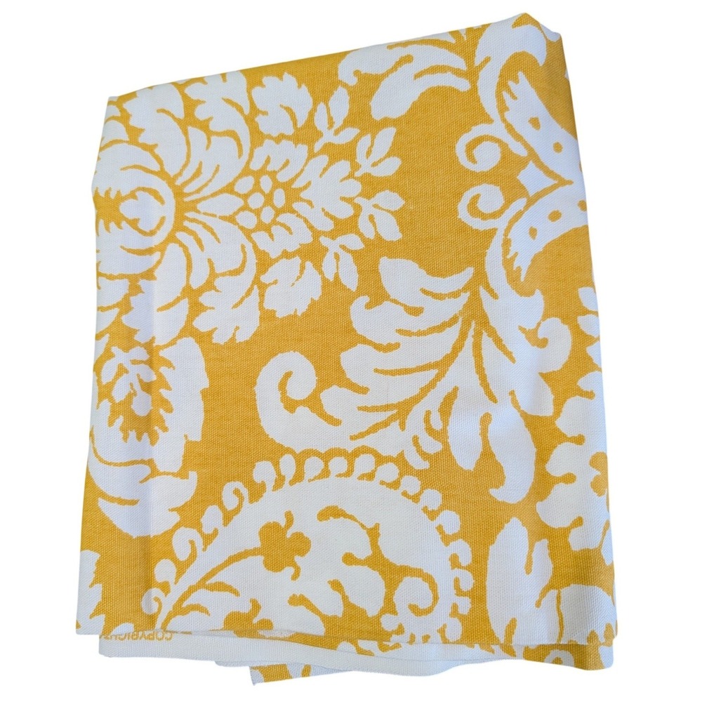 Braemore Fabrics Yellow Cream Damask Paisley Floral Cotton Decor Fabric 36x44 in